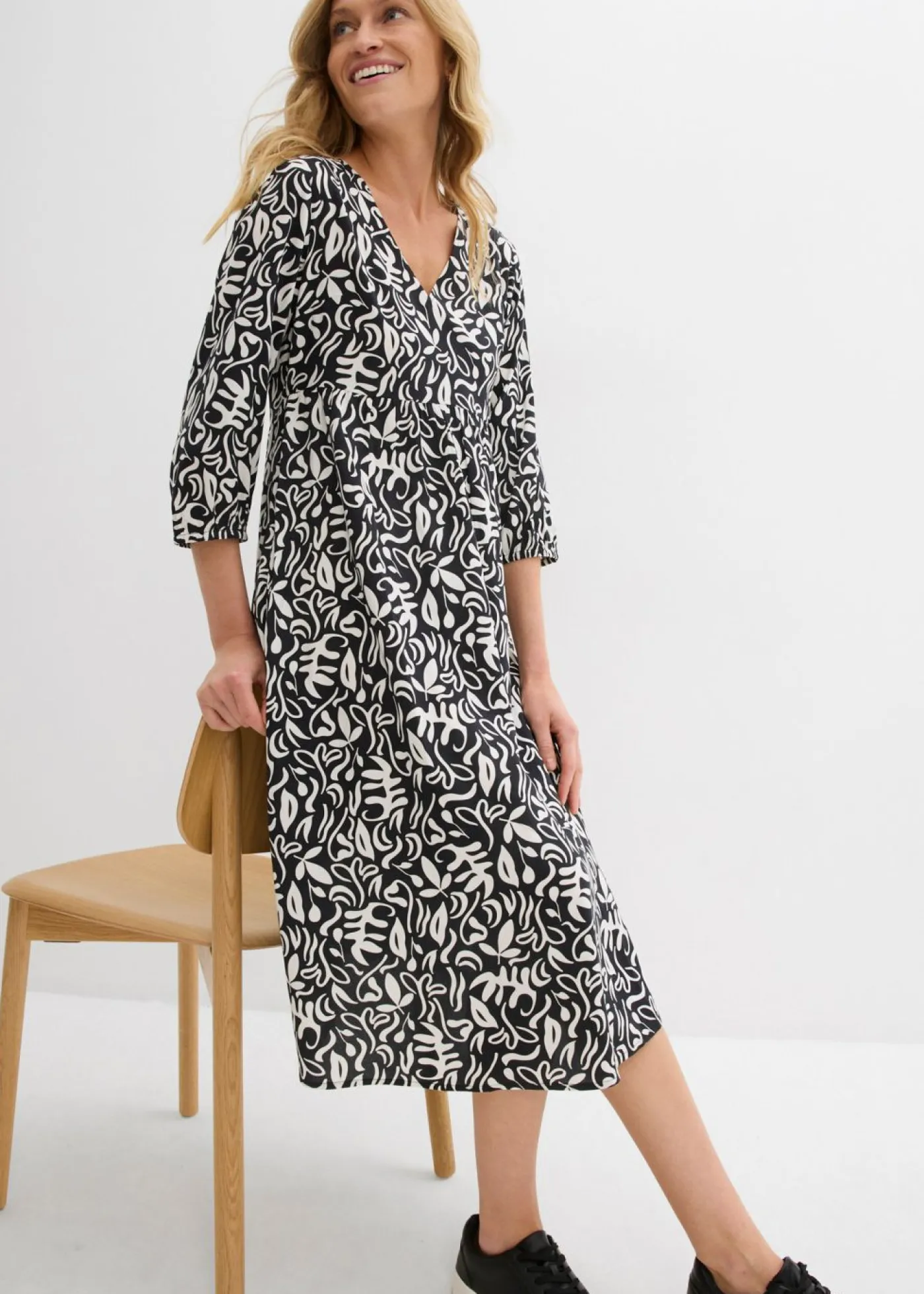 Outlet Vestido midi de viscosa fluida Mujer Vestidos