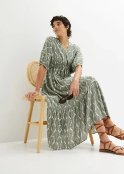 New Vestido midi de viscosa fluida Mujer Vestidos