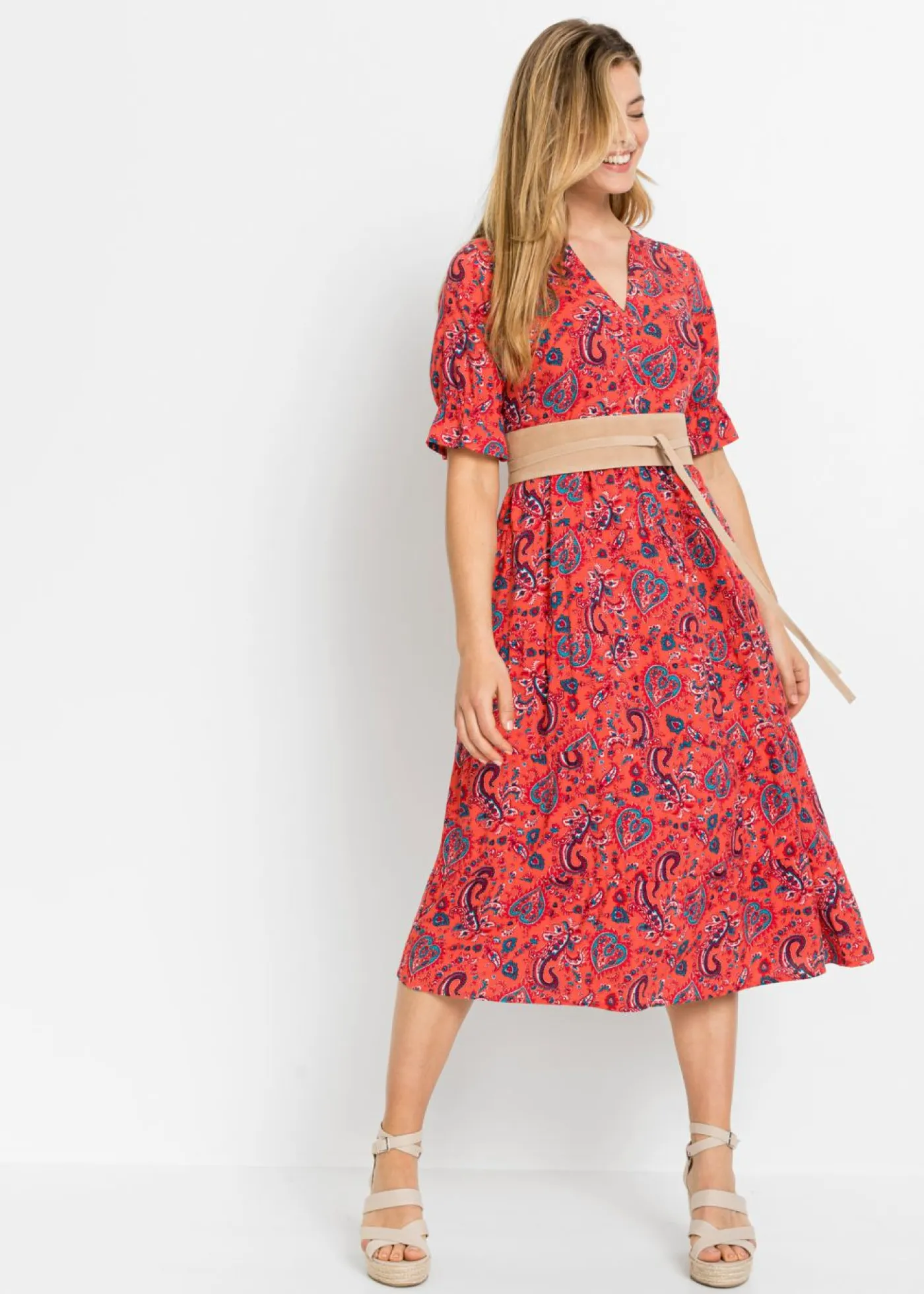 Clearance Vestido midi de viscosa pura Mujer Vestidos