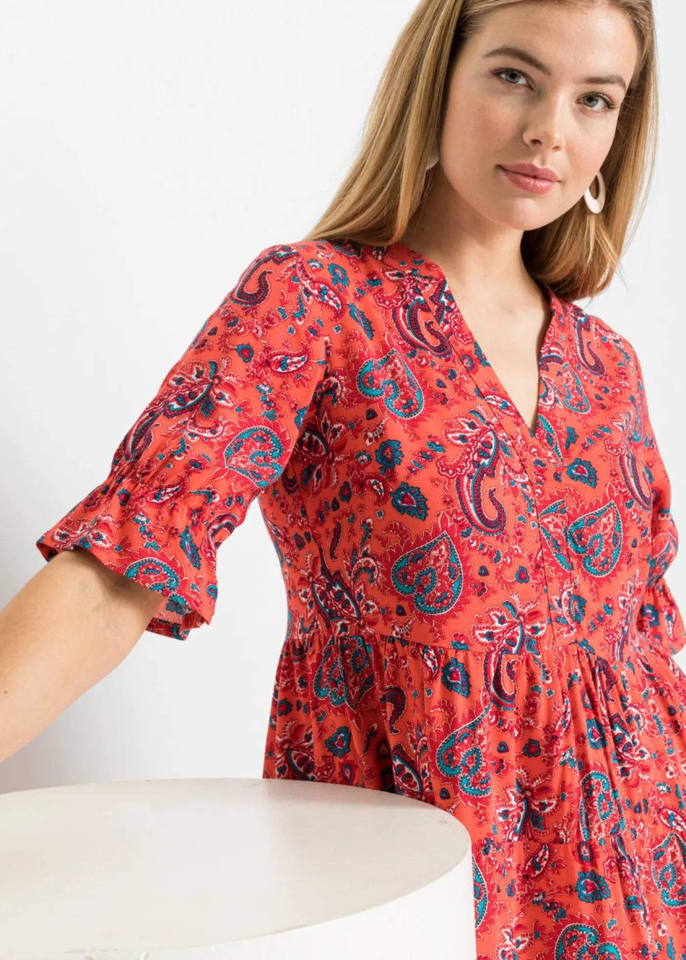 Clearance Vestido midi de viscosa pura Mujer Vestidos