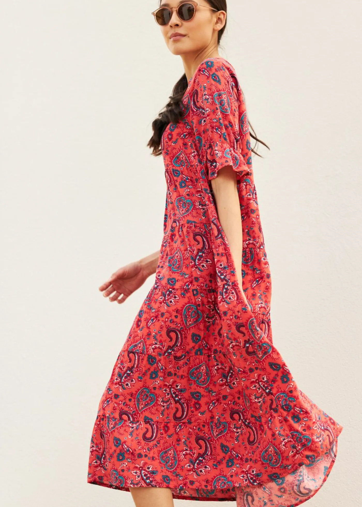 Clearance Vestido midi de viscosa pura Mujer Vestidos