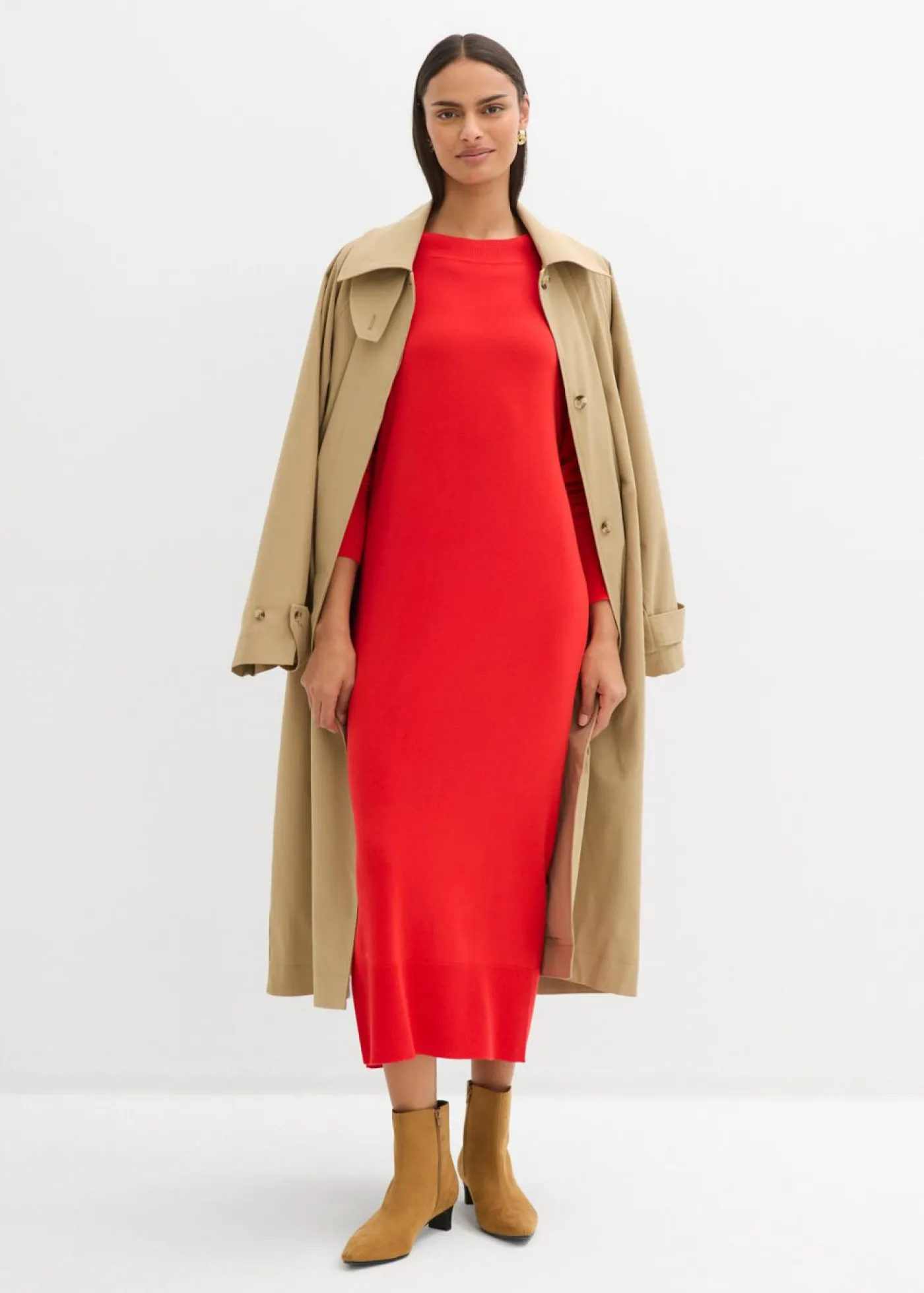 Best Vestido midi holgado de mezcla de viscosa Mujer Esenciales|Vestidos