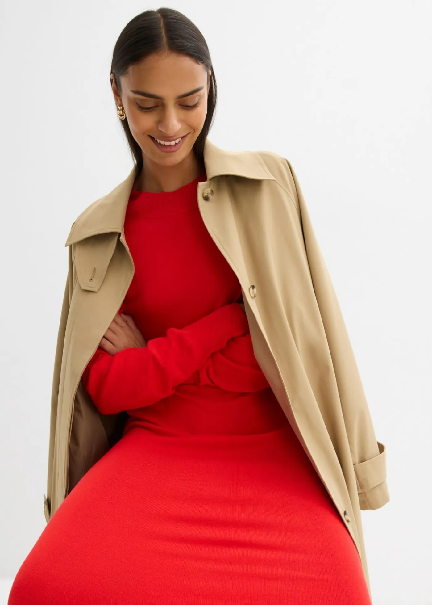 Best Vestido midi holgado de mezcla de viscosa Mujer Esenciales|Vestidos