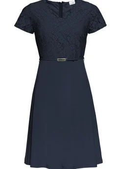 Outlet Vestido mini con encaje y cinturón Mujer Vestidos|Ropa Elegante