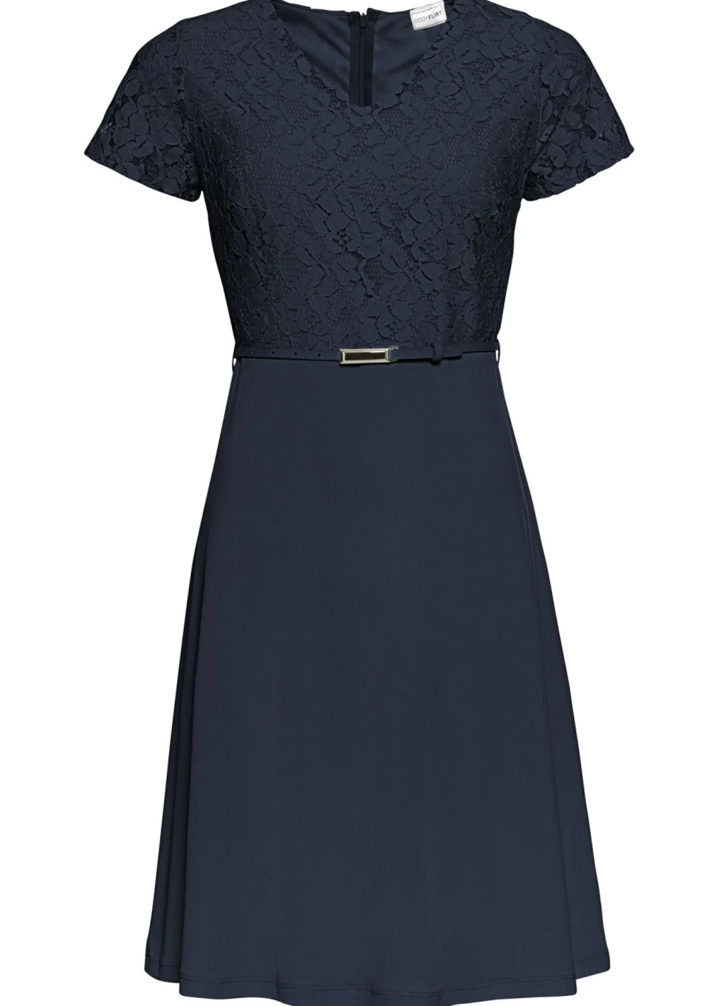 Outlet Vestido mini con encaje y cinturón Mujer Vestidos|Ropa Elegante