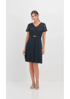 Outlet Vestido mini con encaje y cinturón Mujer Vestidos|Ropa Elegante