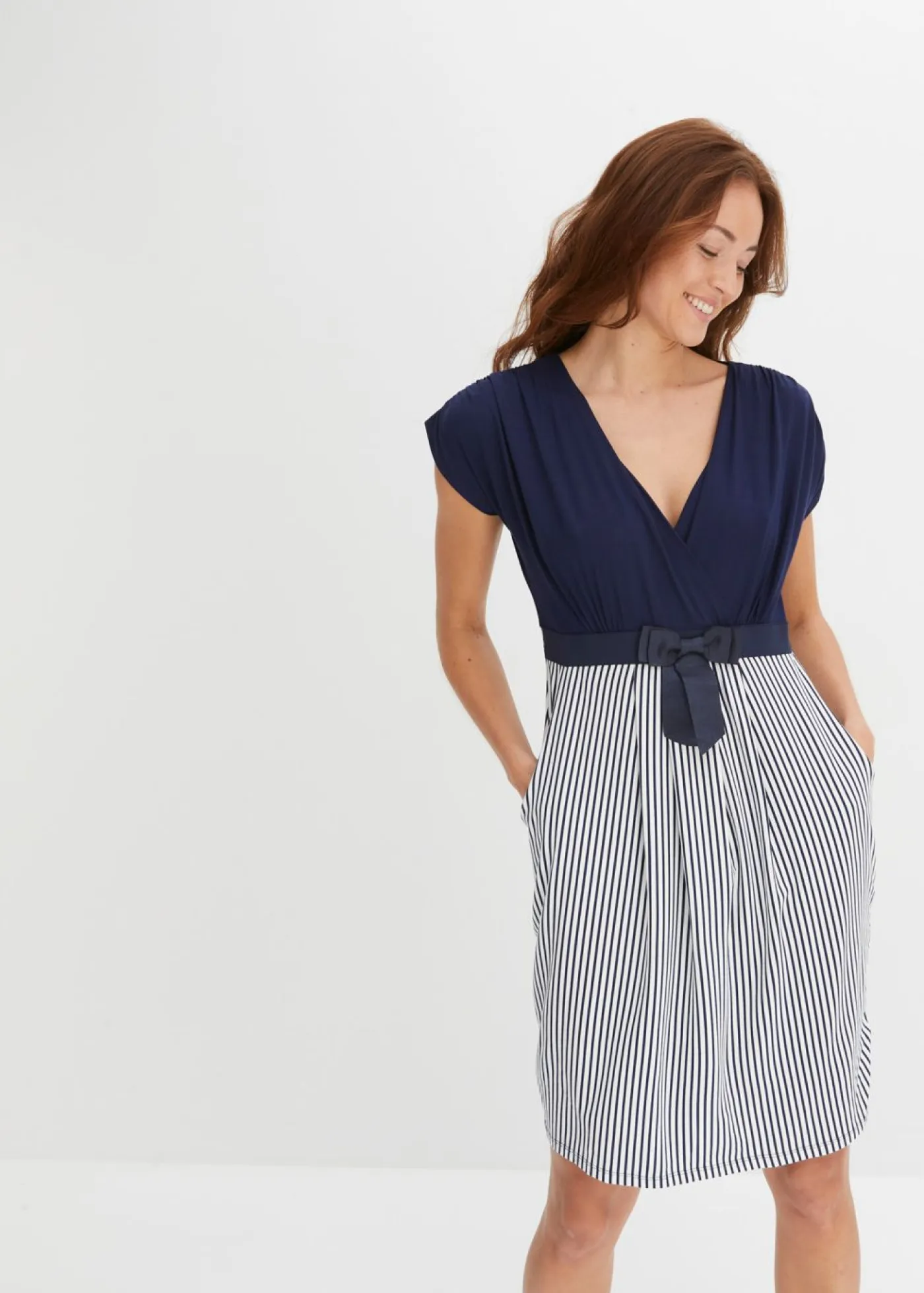 Vestido peplum con lazo en la cintura Mujer Vestidos