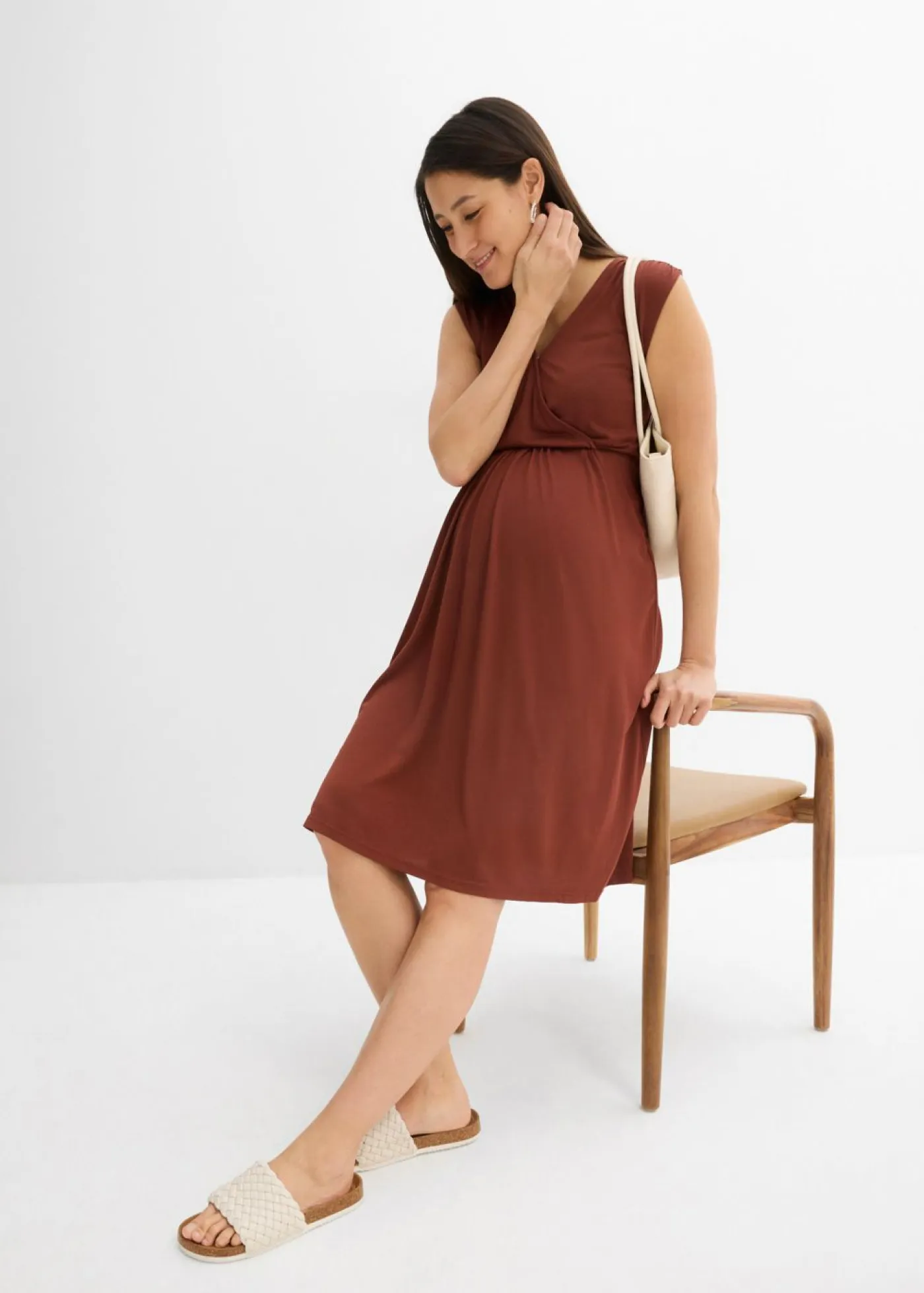 New Vestido premamá/de lactancia 2 en 1 de mezcla suave de modal Mujer Premamá