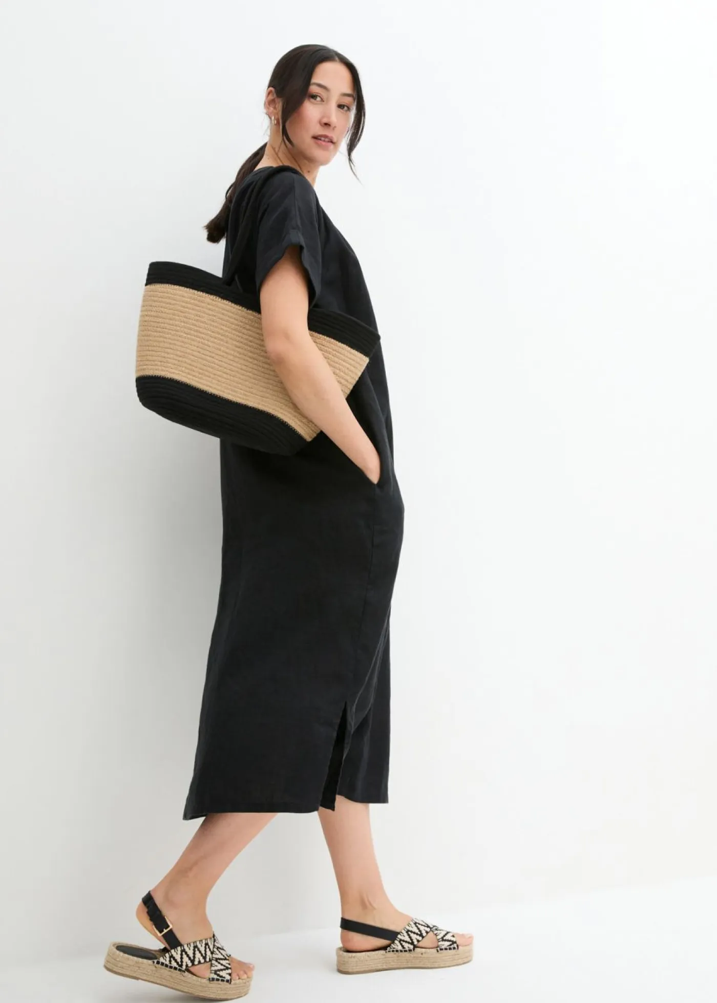 Clearance Vestido tipo caftán de lino puro Mujer Premium|Vestidos
