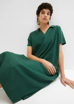 Best Vestido tipo caftán de mezcla ligera de viscosa y lino Mujer Esenciales|Vestidos
