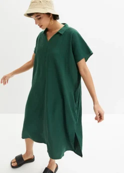 Sale Vestido tipo caftán de mezcla ligera de viscosa y lino Mujer Esenciales|Vestidos