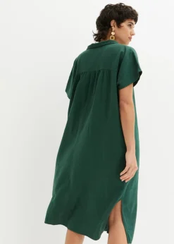 Sale Vestido tipo caftán de mezcla ligera de viscosa y lino Mujer Esenciales|Vestidos