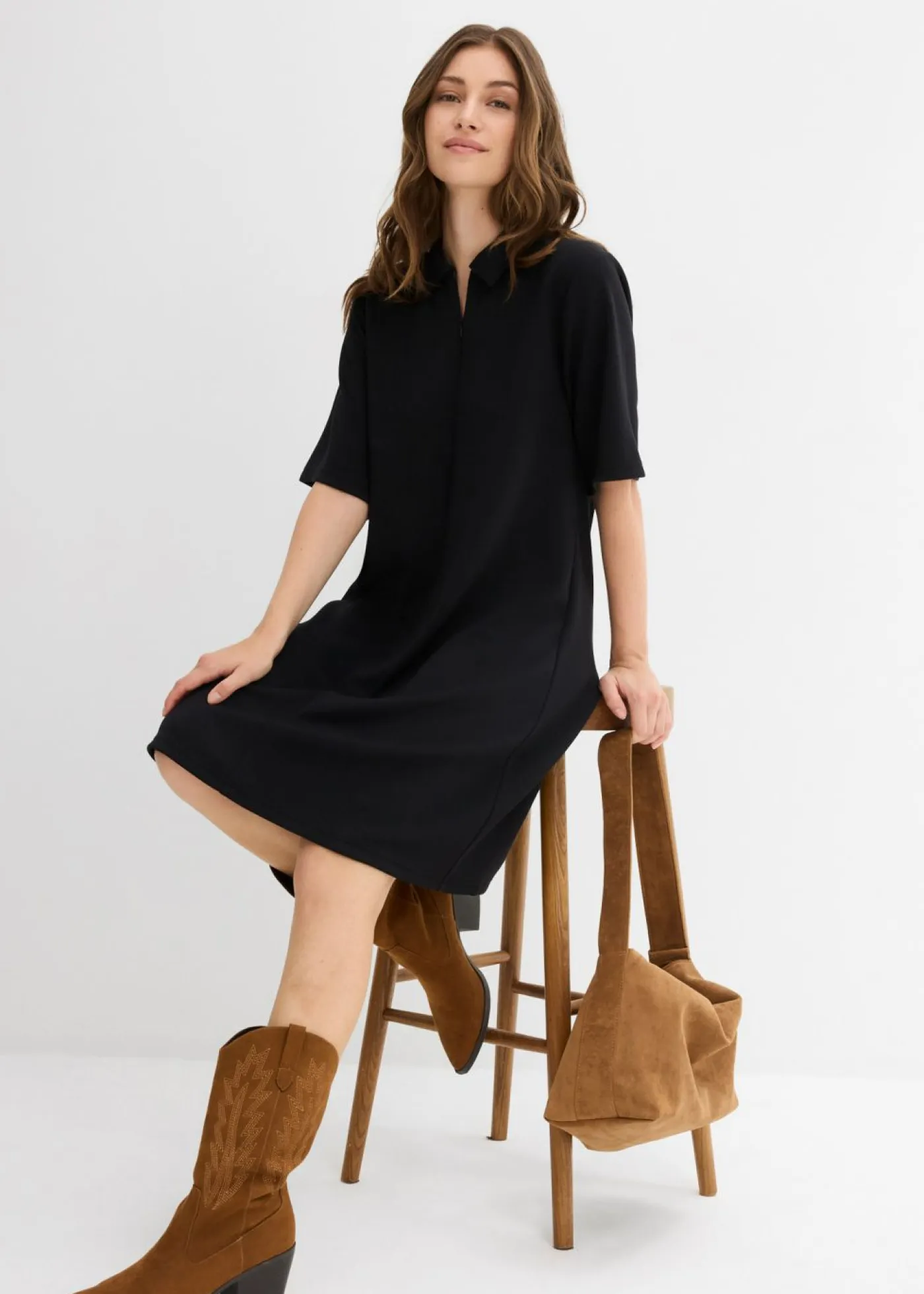 New Vestido tipo polo de neopreno suave Mujer Esenciales|Vestidos