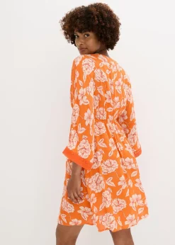 Hot Vestido tipo túnica con encaje en viscosa estructurada Mujer Vestidos