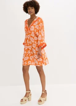 Hot Vestido tipo túnica con encaje en viscosa estructurada Mujer Vestidos