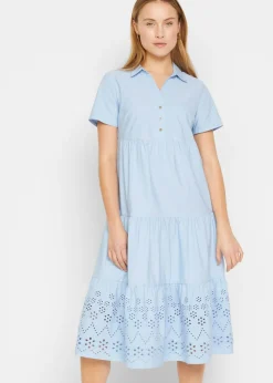 Clearance Vestido tipo túnica de algodón puro con bordado calado Mujer Vestidos
