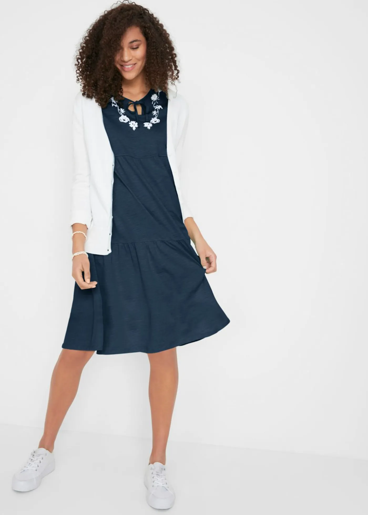Best Vestido tipo túnica de algodón con manga corta Mujer Vestidos