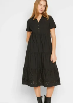 Vestido tipo túnica de algodón puro con bordado calado Mujer Vestidos