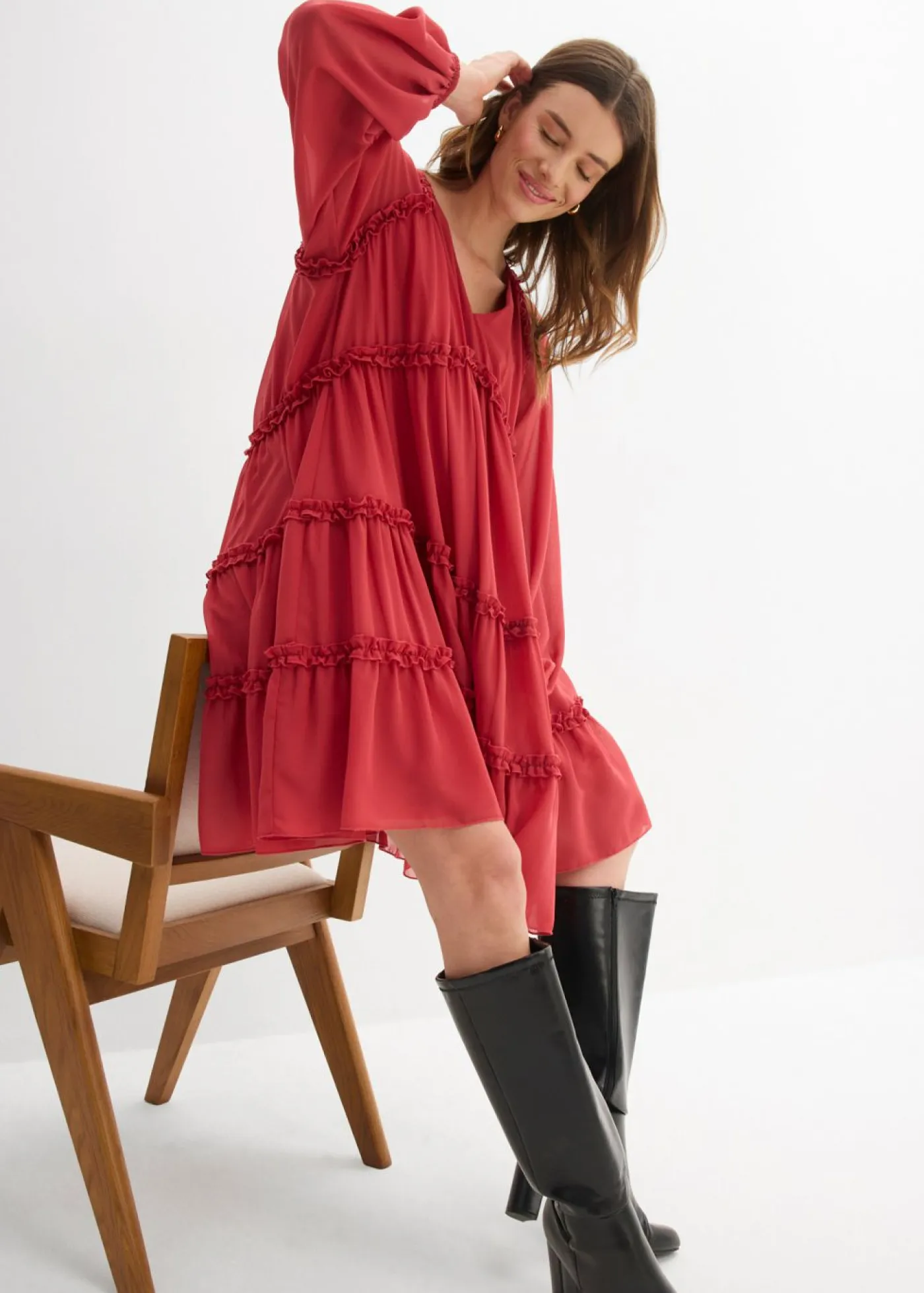 Online Vestido tipo túnica de gasa estructurada Mujer Vestidos|Novedades