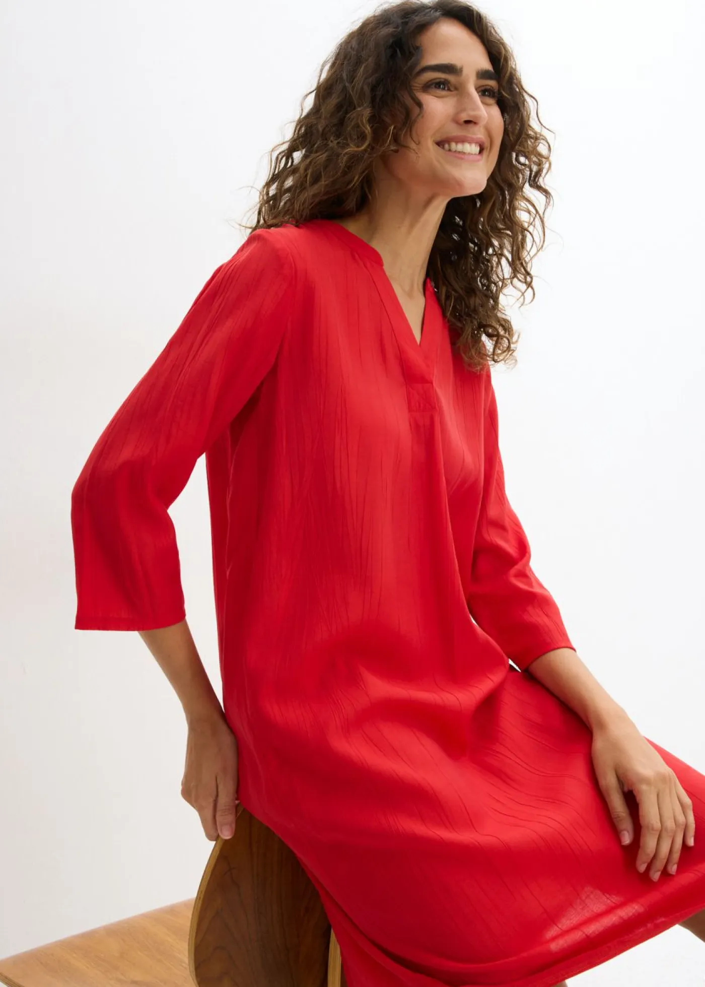 Online Vestido tipo túnica de mezcla de viscosa con efecto estructurado Mujer Vestidos