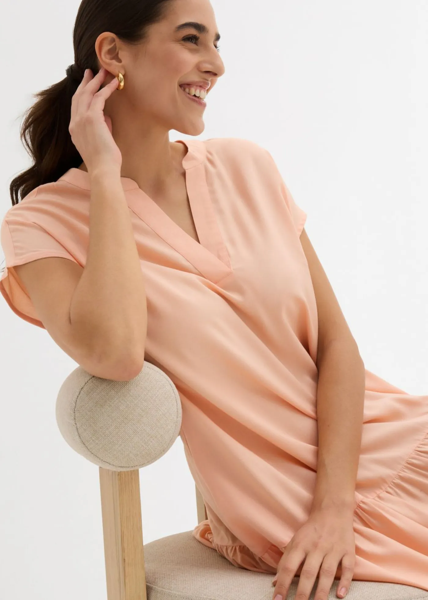 Vestido tipo túnica de viscosa fina Mujer Vestidos