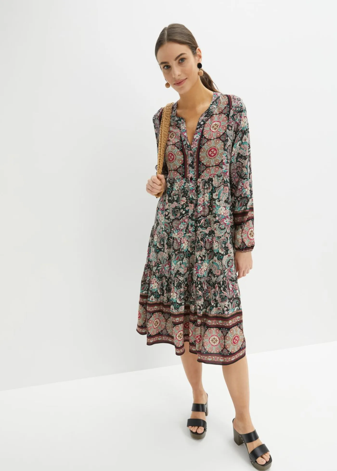 Best Vestido tipo túnica de viscosa fluida, talla petite Mujer Vestidos|Tallas Pequeñas