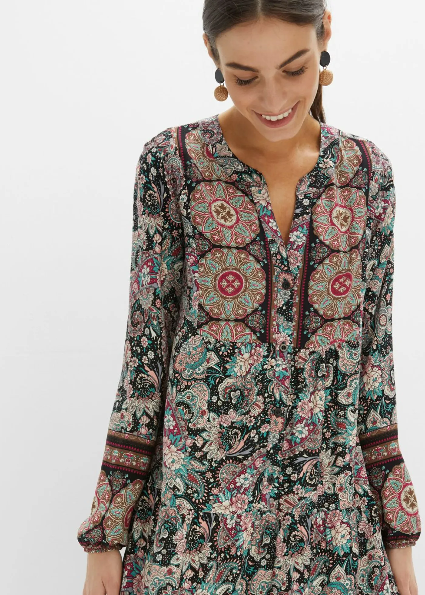 Best Vestido tipo túnica de viscosa fluida, talla petite Mujer Vestidos|Tallas Pequeñas