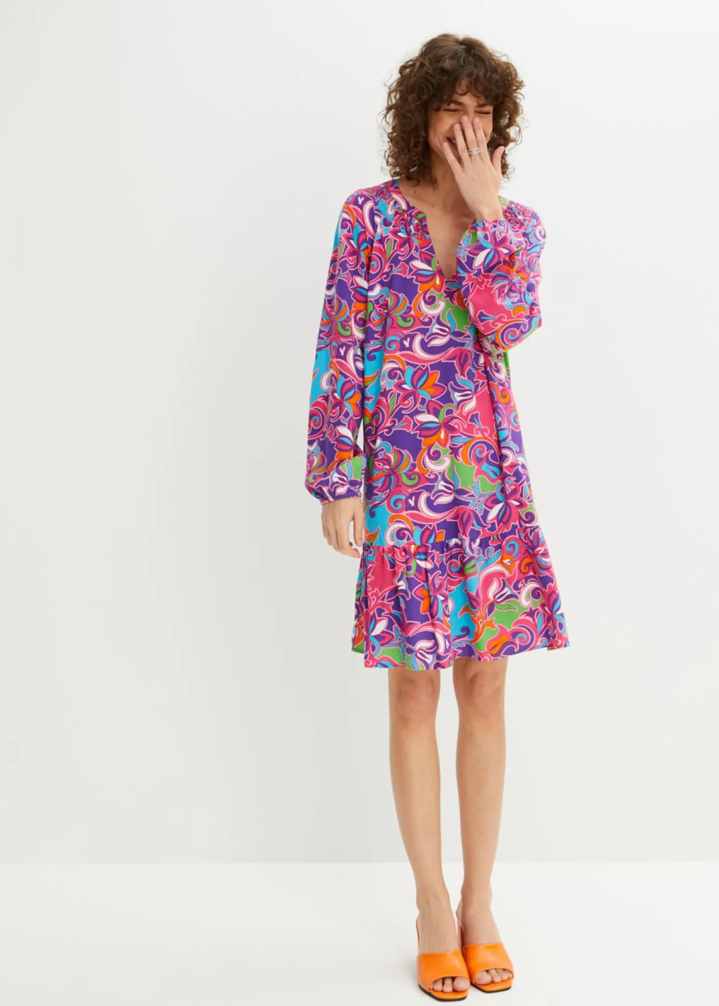 Online Vestido tipo túnica de viscosa fluida Mujer Vestidos|Novedades