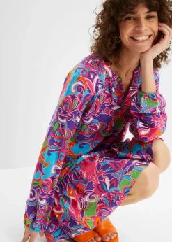 Online Vestido tipo túnica de viscosa fluida Mujer Vestidos|Novedades