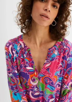 Online Vestido tipo túnica de viscosa fluida Mujer Vestidos|Novedades