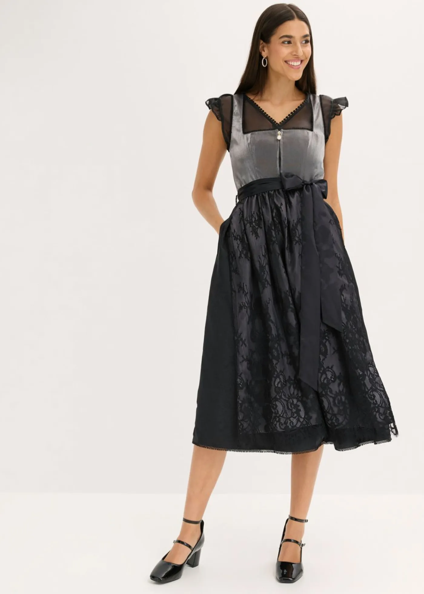 Best Vestido tirolés con terciopelo y largo midi (2 piezas) Mujer Vestidos