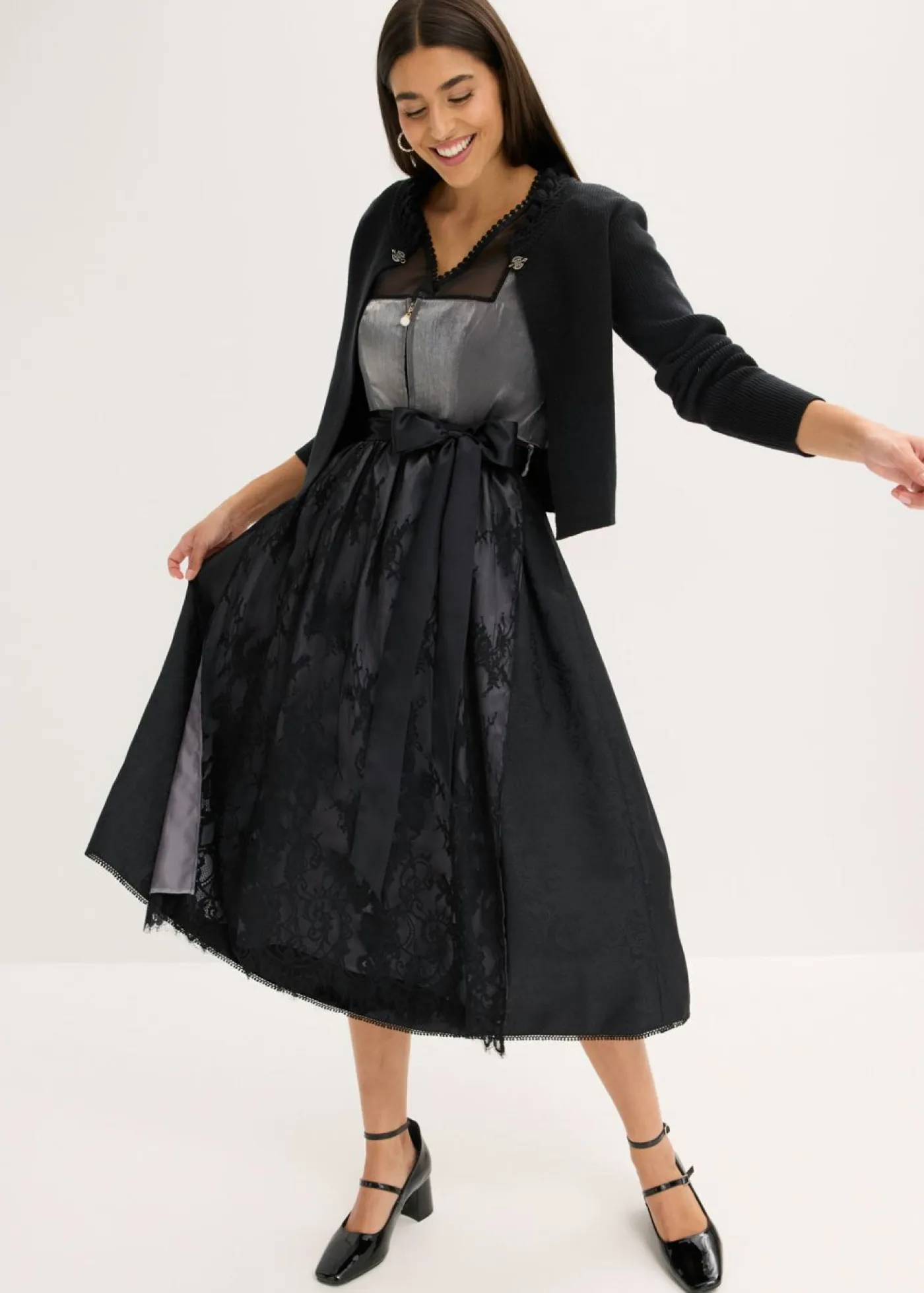 Best Vestido tirolés con terciopelo y largo midi (2 piezas) Mujer Vestidos