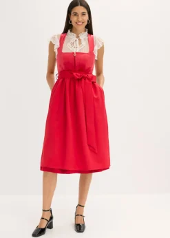 Hot Vestido tirolés con terciopelo y largo midi (2 piezas) Mujer Vestidos