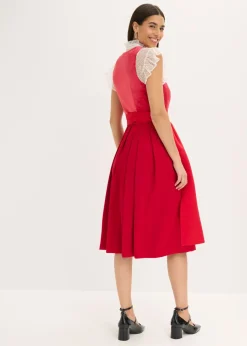 Hot Vestido tirolés con terciopelo y largo midi (2 piezas) Mujer Vestidos
