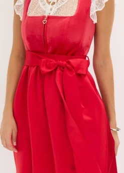 Hot Vestido tirolés con terciopelo y largo midi (2 piezas) Mujer Vestidos