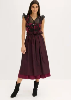 Vestido tirolés con terciopelo y largo midi (2 piezas) Mujer Vestidos