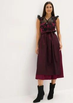 Vestido tirolés con terciopelo y largo midi (2 piezas) Mujer Vestidos
