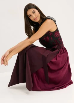 Vestido tirolés con terciopelo y largo midi (2 piezas) Mujer Vestidos