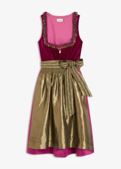 Vestido tirolés con terciopelo y largo midi (2 piezas) Mujer Vestidos