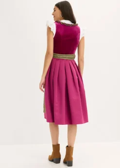 Vestido tirolés con terciopelo y largo midi (2 piezas) Mujer Vestidos