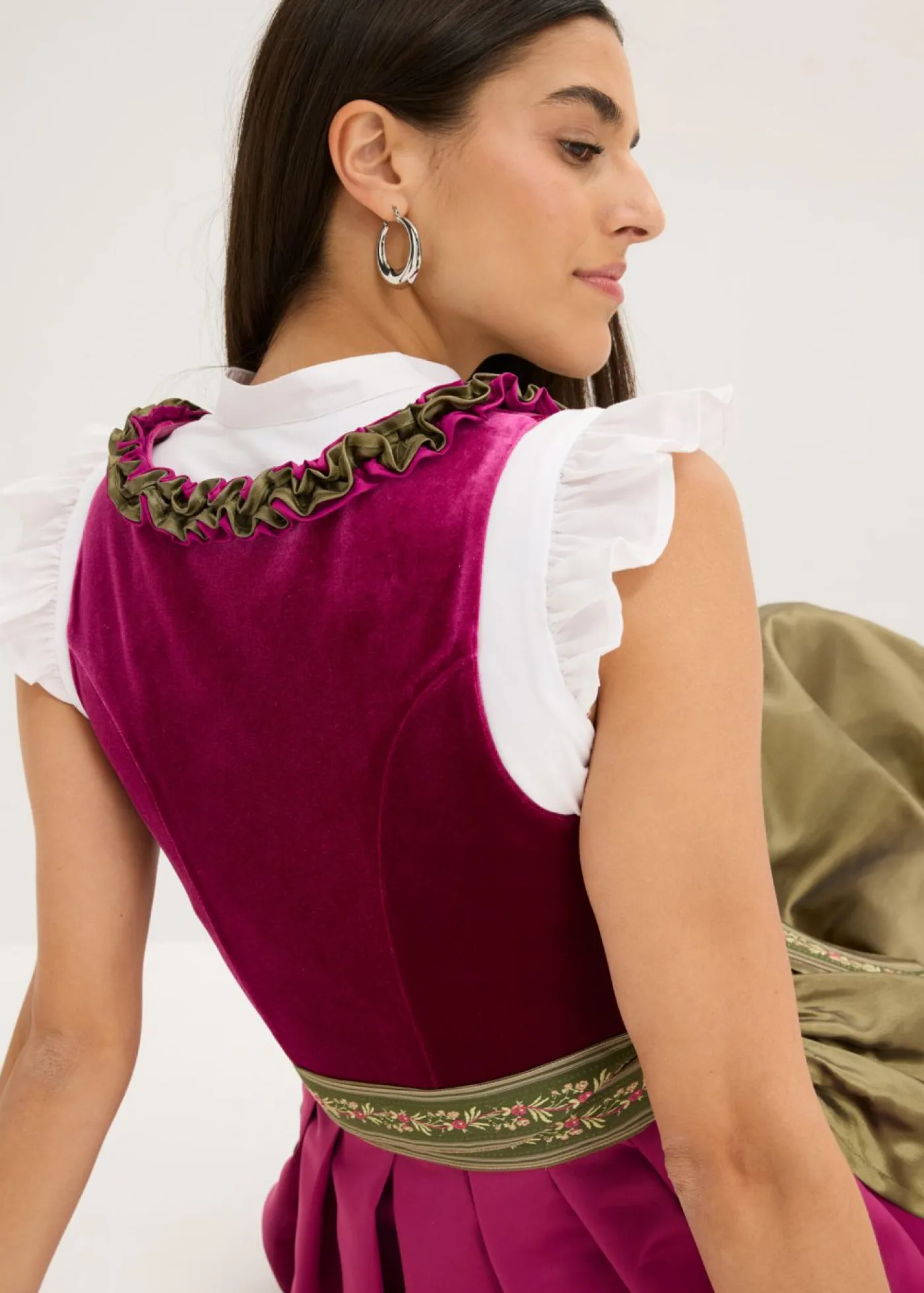 Vestido tirolés con terciopelo y largo midi (2 piezas) Mujer Vestidos