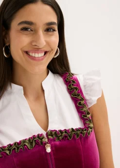 Vestido tirolés con terciopelo y largo midi (2 piezas) Mujer Vestidos