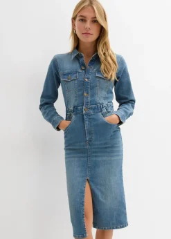 Discount Vestido vaquero con algodón orgánico Mujer Tallas Pequeñas|Vestidos