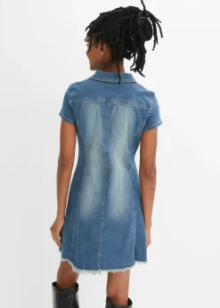 Vestido vaquero con botones y dobladillo abierto Mujer Vestidos