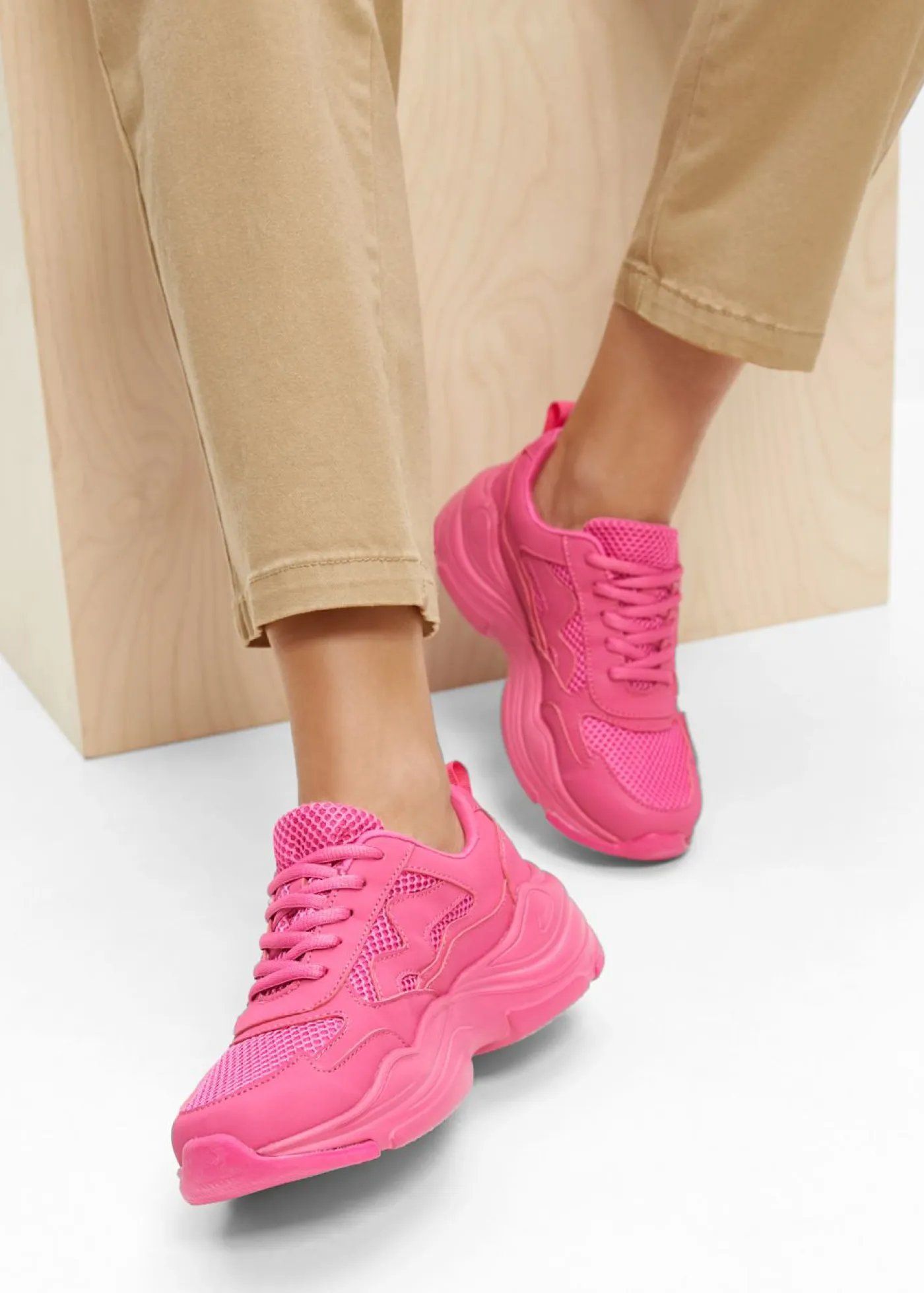 Zapatillas deportivas tipo chunky con inserto de malla Mujer Tendencias·Zapatos Veganos|Zapatillas